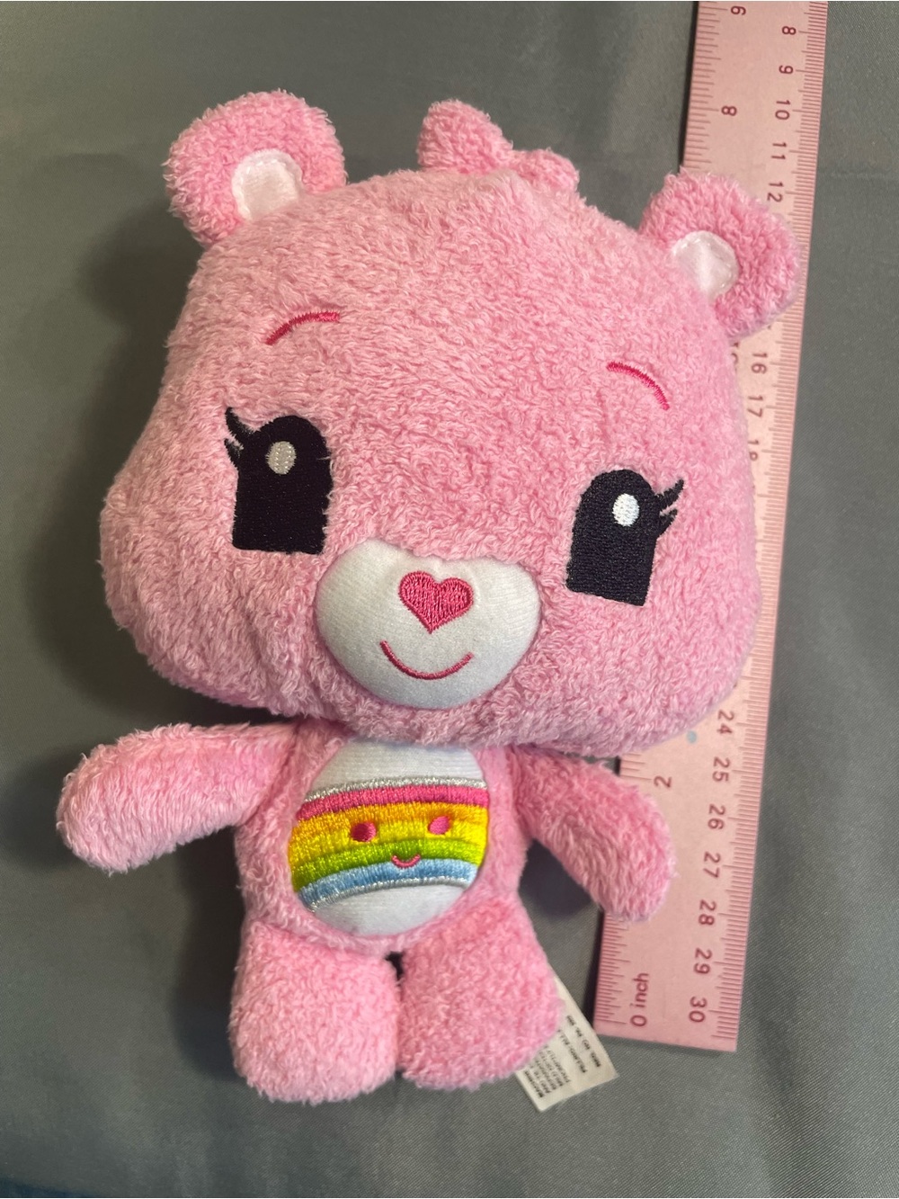 Hasbro Pink Rainbow Care Bear Plush Toy 7” tall
